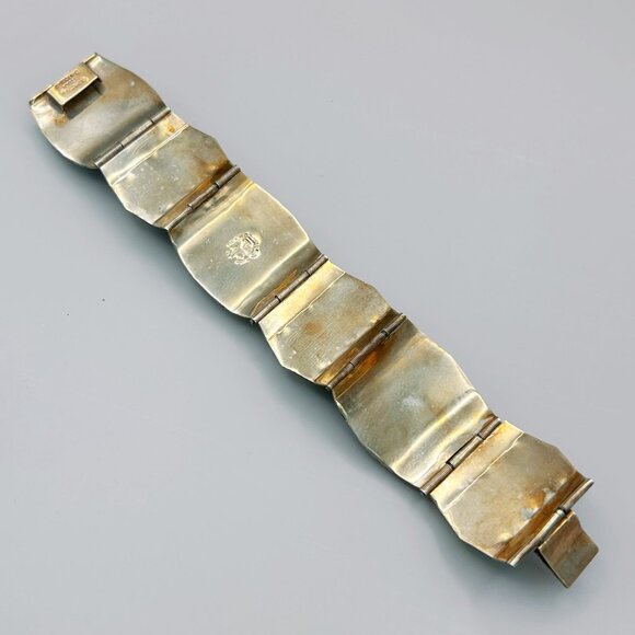 Vintage Mexican Sterling Silver Bracelet with Blue Stones | Hinged 0925 AR - Picture 10 of 11